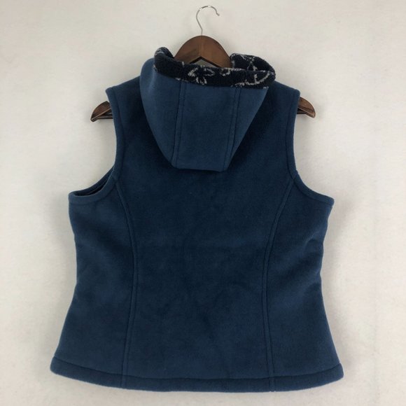 Outback Women's Size Medium Blue Hooded Full Zip Front Sleeveless Fleece Vest - Picture 10 of 10